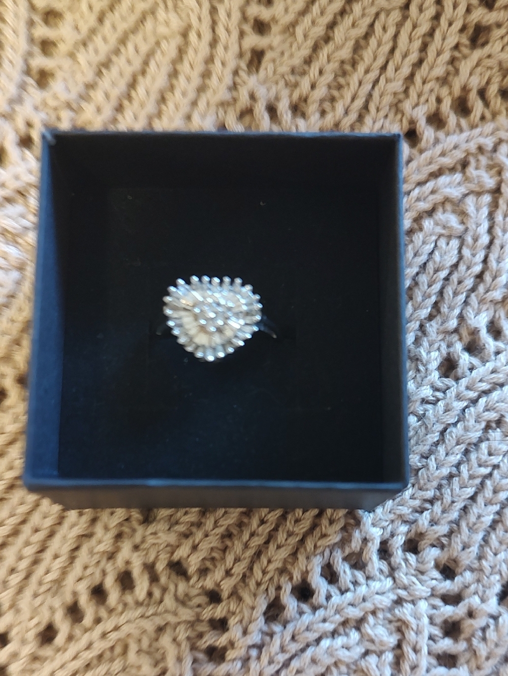 Sold- different Venue 14k White Gold Cluster Heart Ring - with Natural Diamonds.